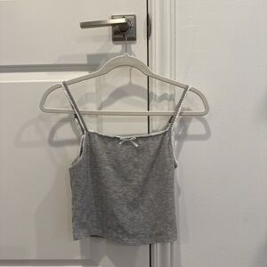 Gray Fitted Crop Camisole Top